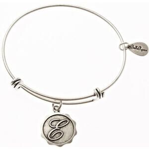 Bella Ryann E Adjustable Expandable Silvertone Wire Bangle Bracelet Initial